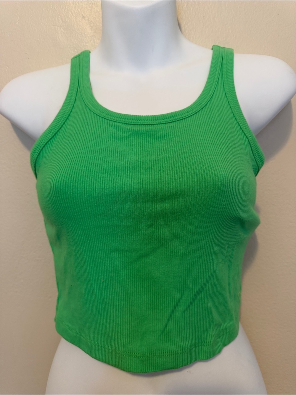 PINK Victoria's Secret Bright Green Ribbed Crop Tank